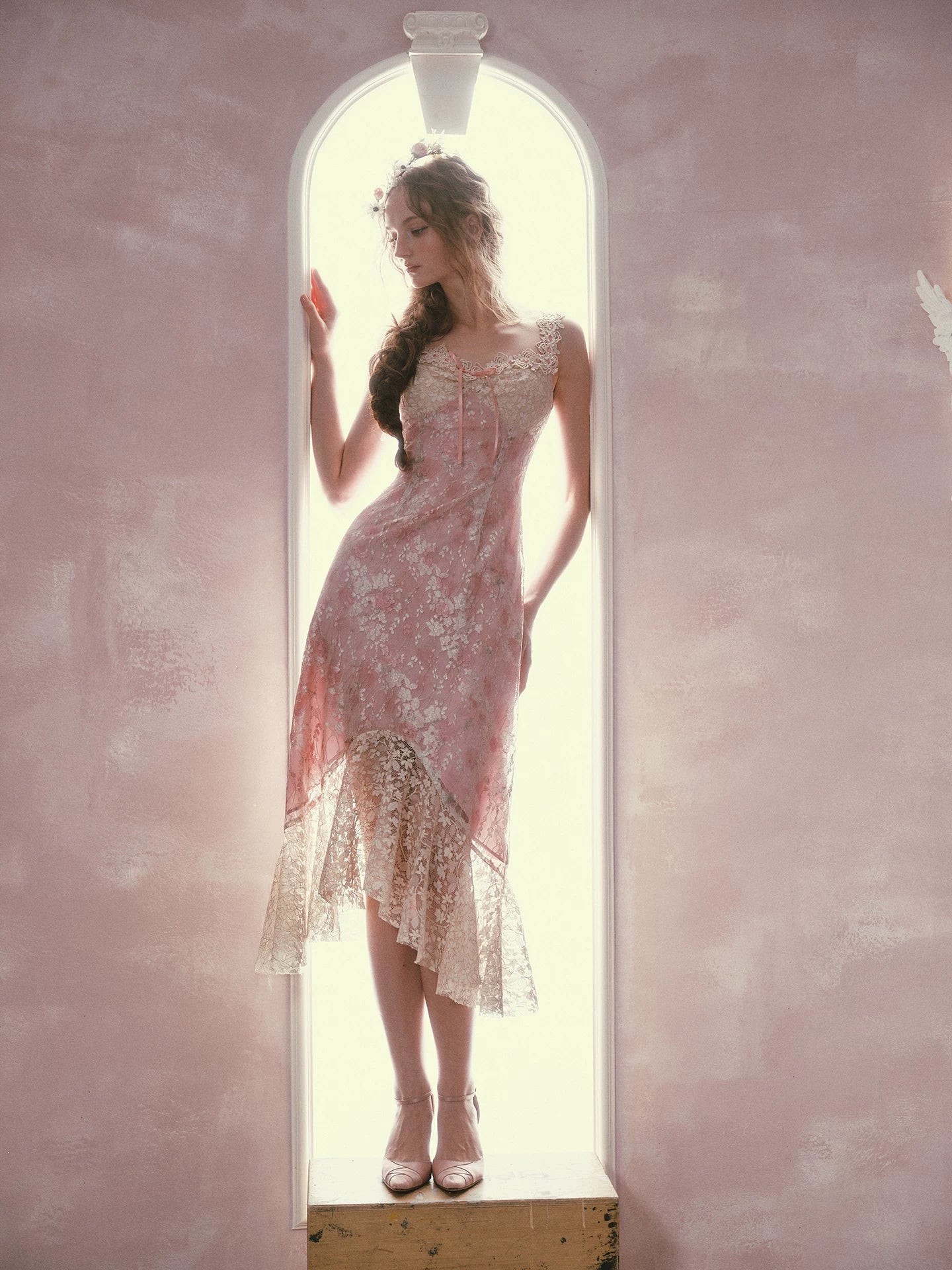 Floral Rococo Lace Mermaid Midi Dress