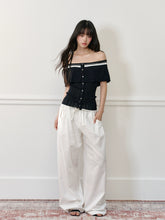 Color-block Off-shoulder Poncho-style Knit T-shirt - CHINASQUAD