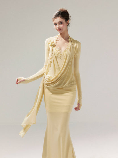 Knit Mesh Top Camisole &amp; Maxi Skirt Set