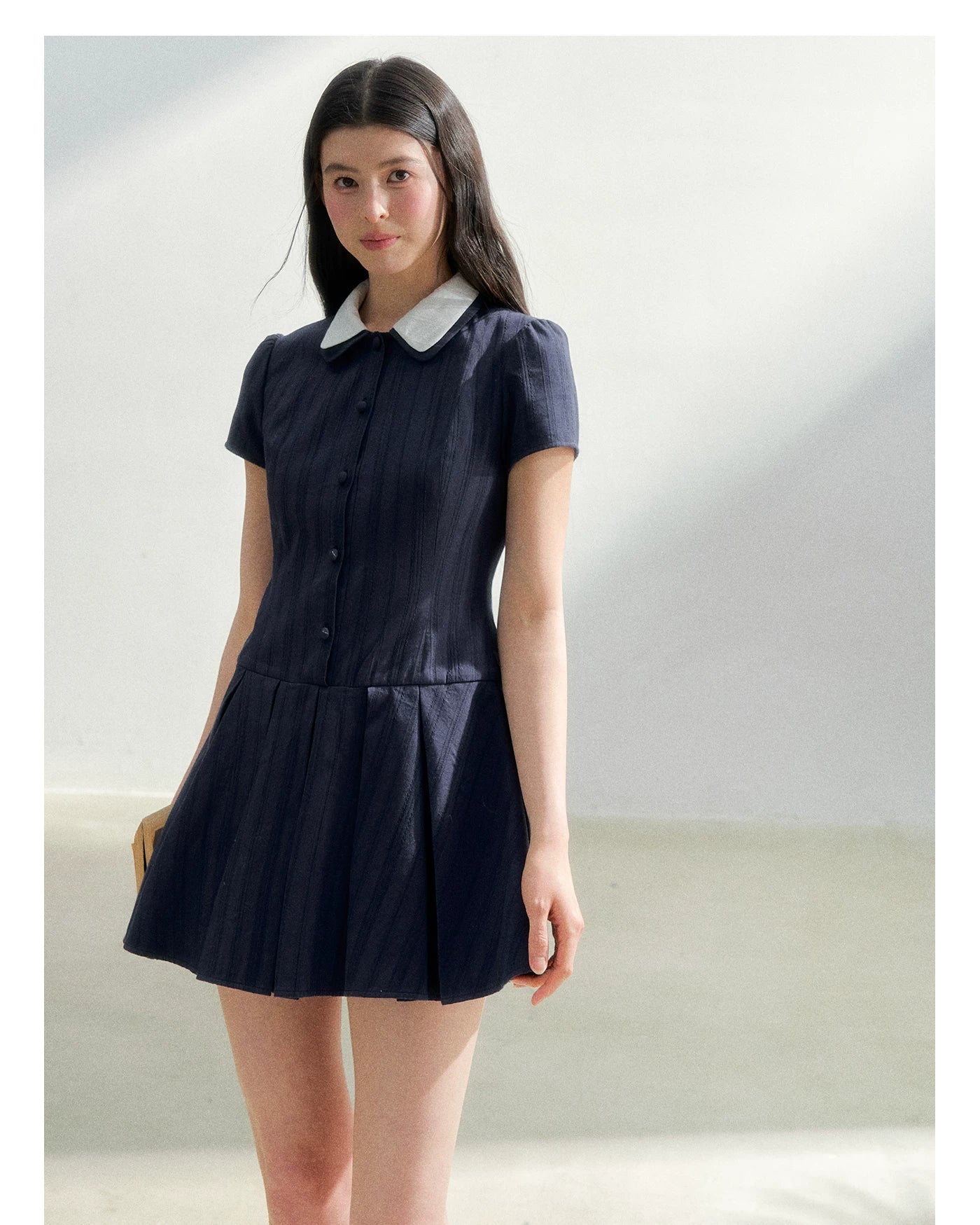 Preppy Vintage Short Sleeve Shirt Dress
