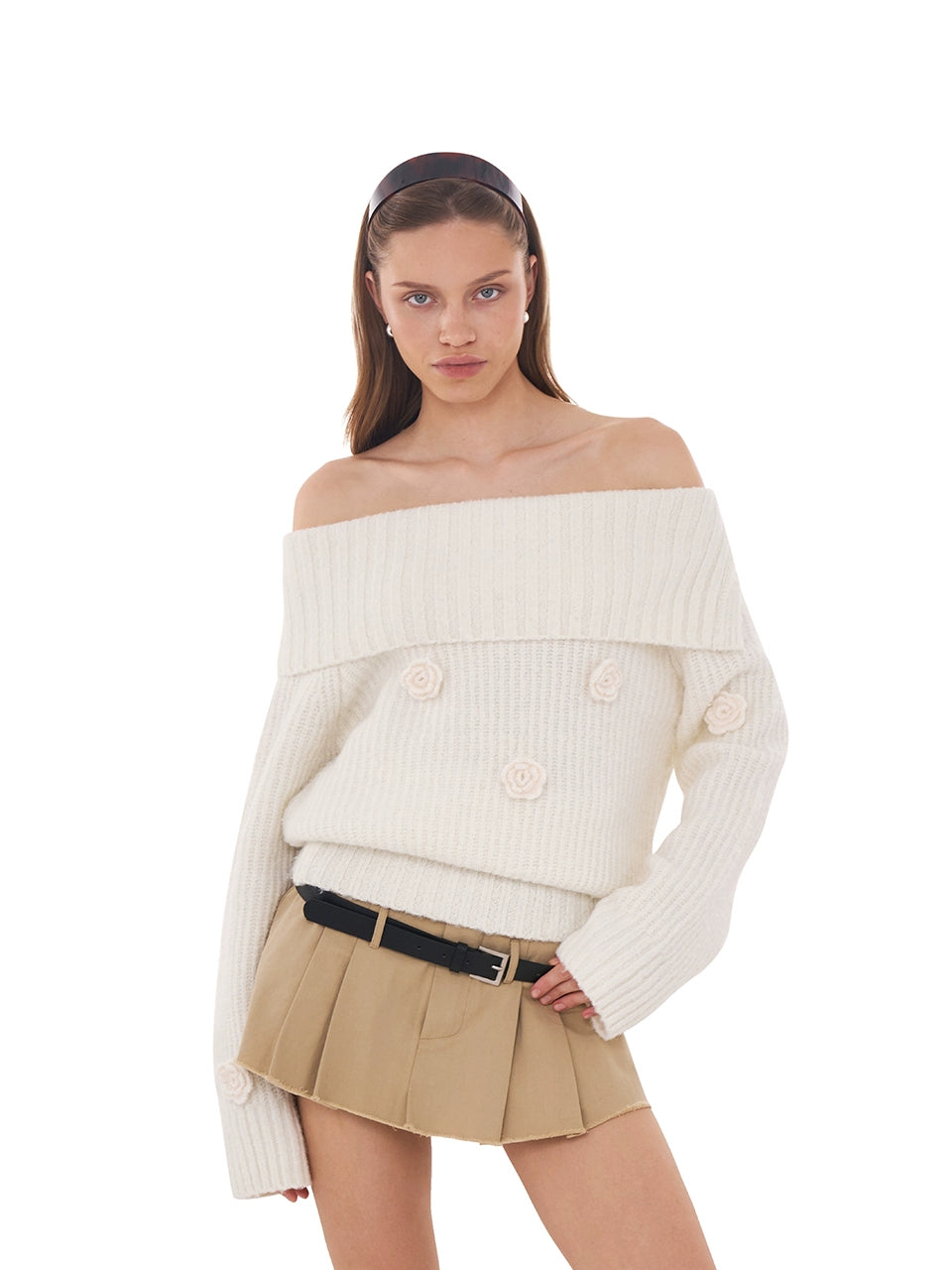 Ballet Flower Off-Shoulder Sweater