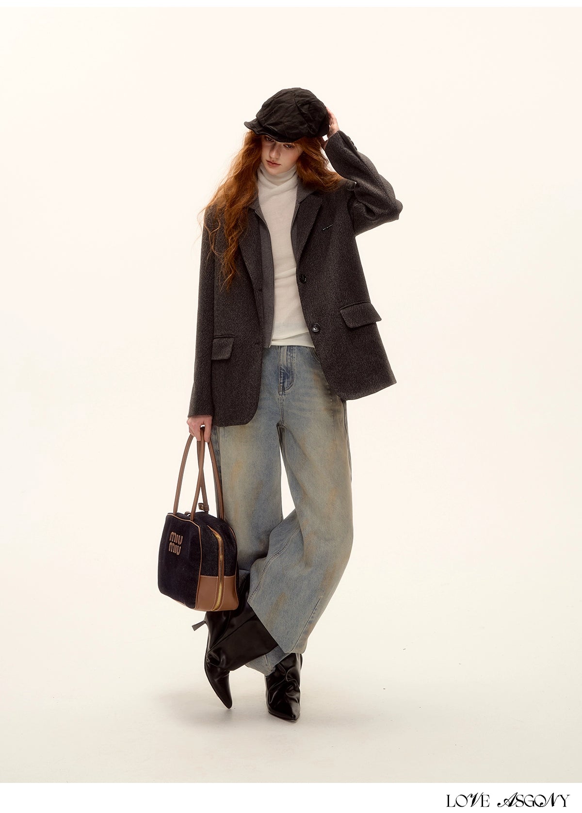 Grey Layered Wool-Blend Hoodie Blazer