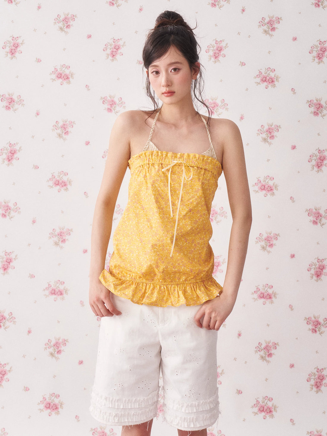 Vintage Floral Halter Tie Camisole