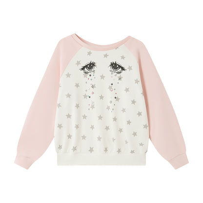 Star Print Raglan Sweatshirt