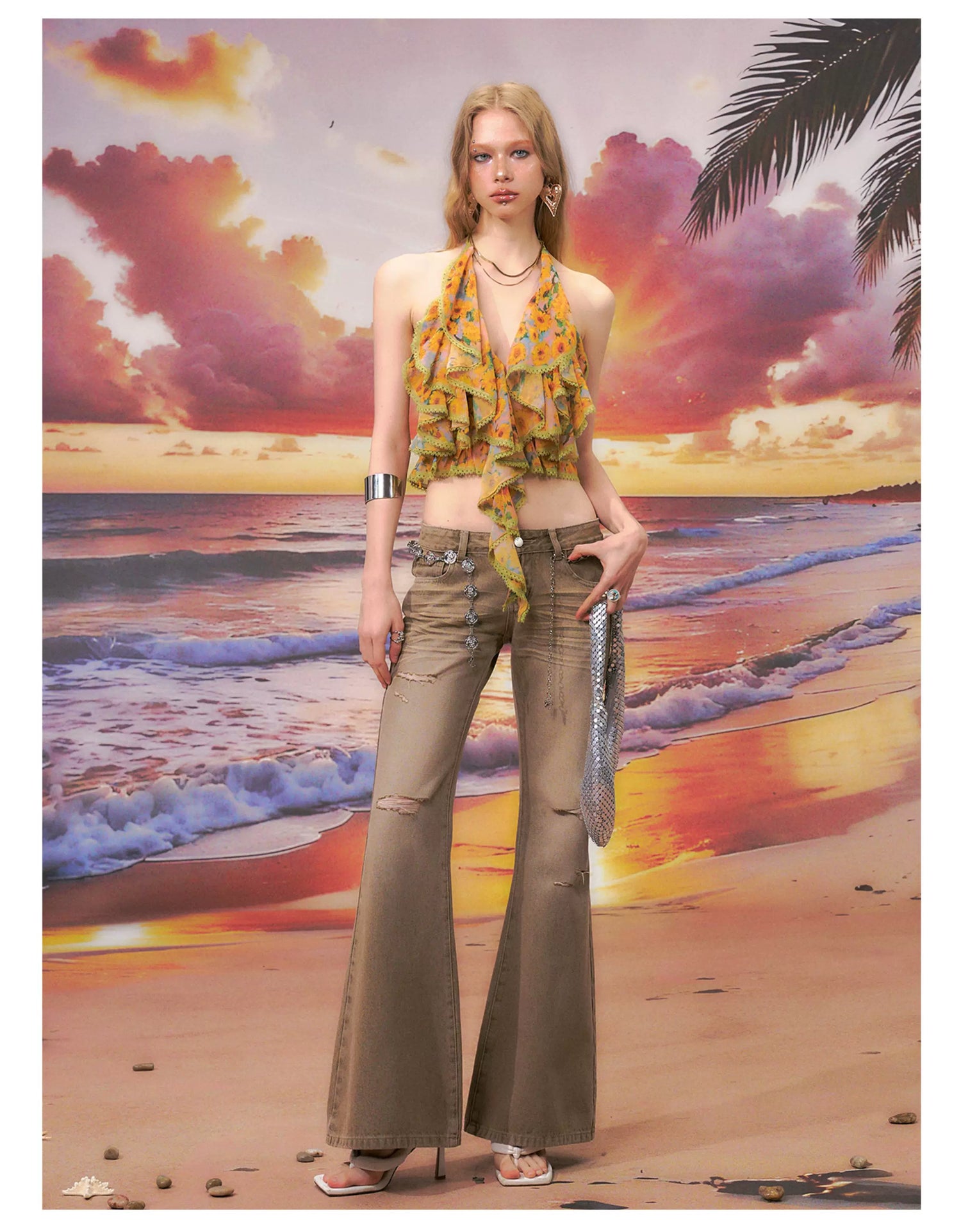 Floral Halter Backless Camisole