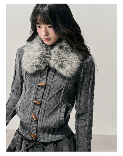 Cable Knit Toggle Cardigan Sweater