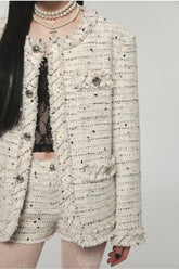 White Tweed Jacket & Shorts Set - CHINASQUAD