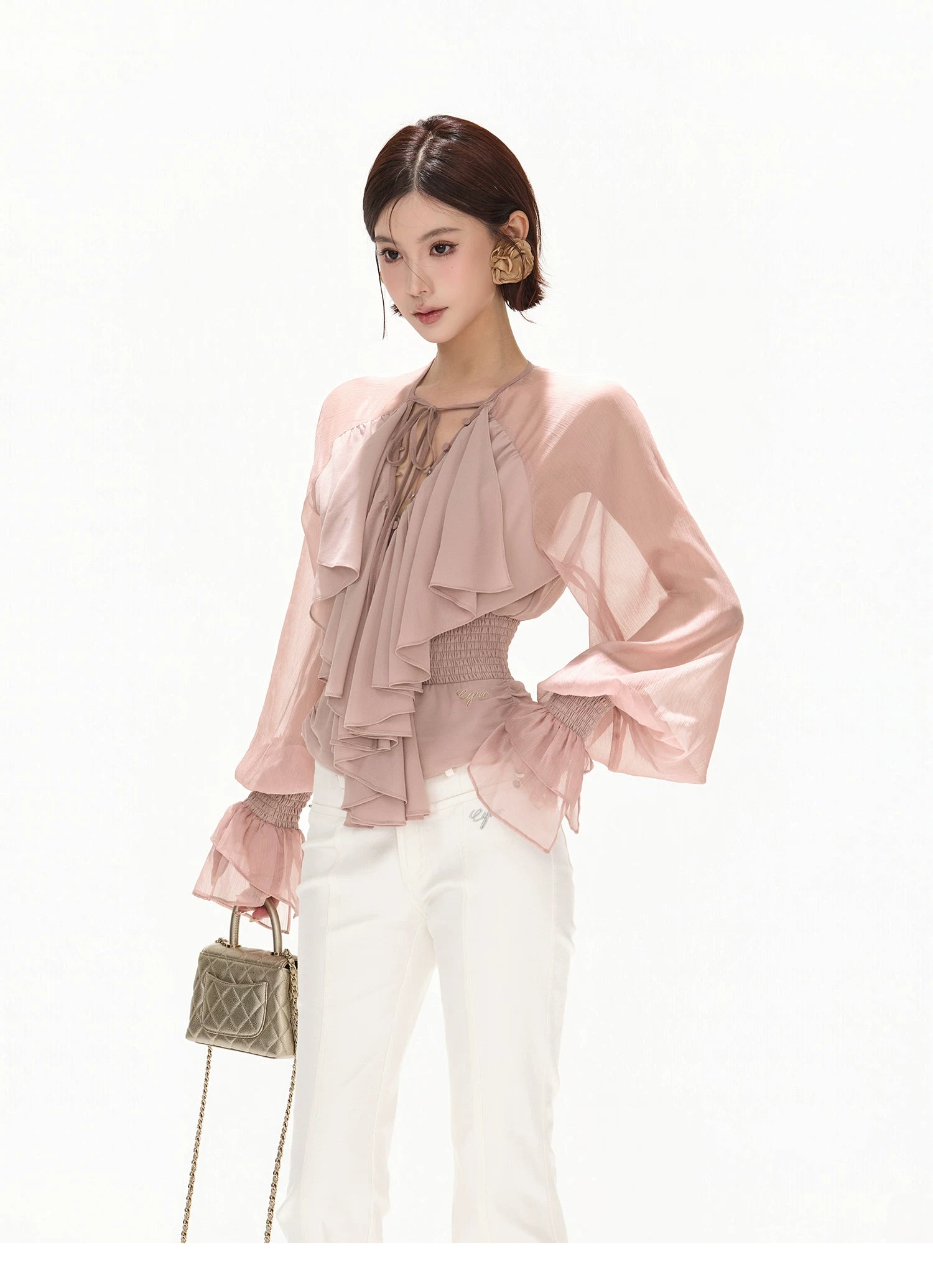 Luminous Nouveau Ruffle Chiffon Blouse