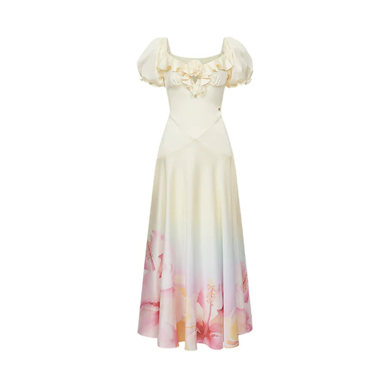 Puff-Sleeve Resort Maxi Dress