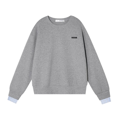 Patchwork Sweatshirt &amp; Curved-Hem Knit Pants Set