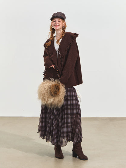 Fringed Hooded Cardigan
