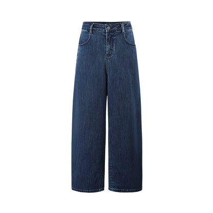 Classic Indigo High-Stretch Wide-Leg Jeans
