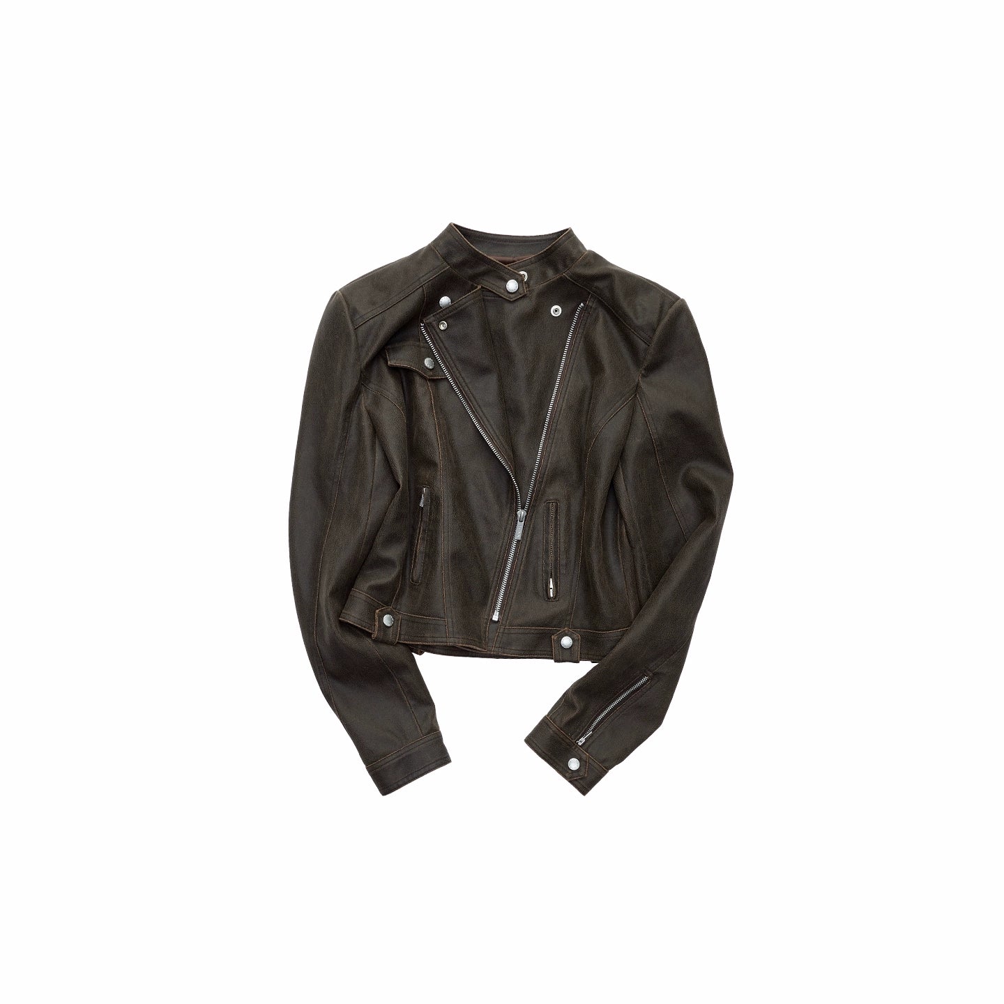 Vintage Cracked Leather Moto Jacket