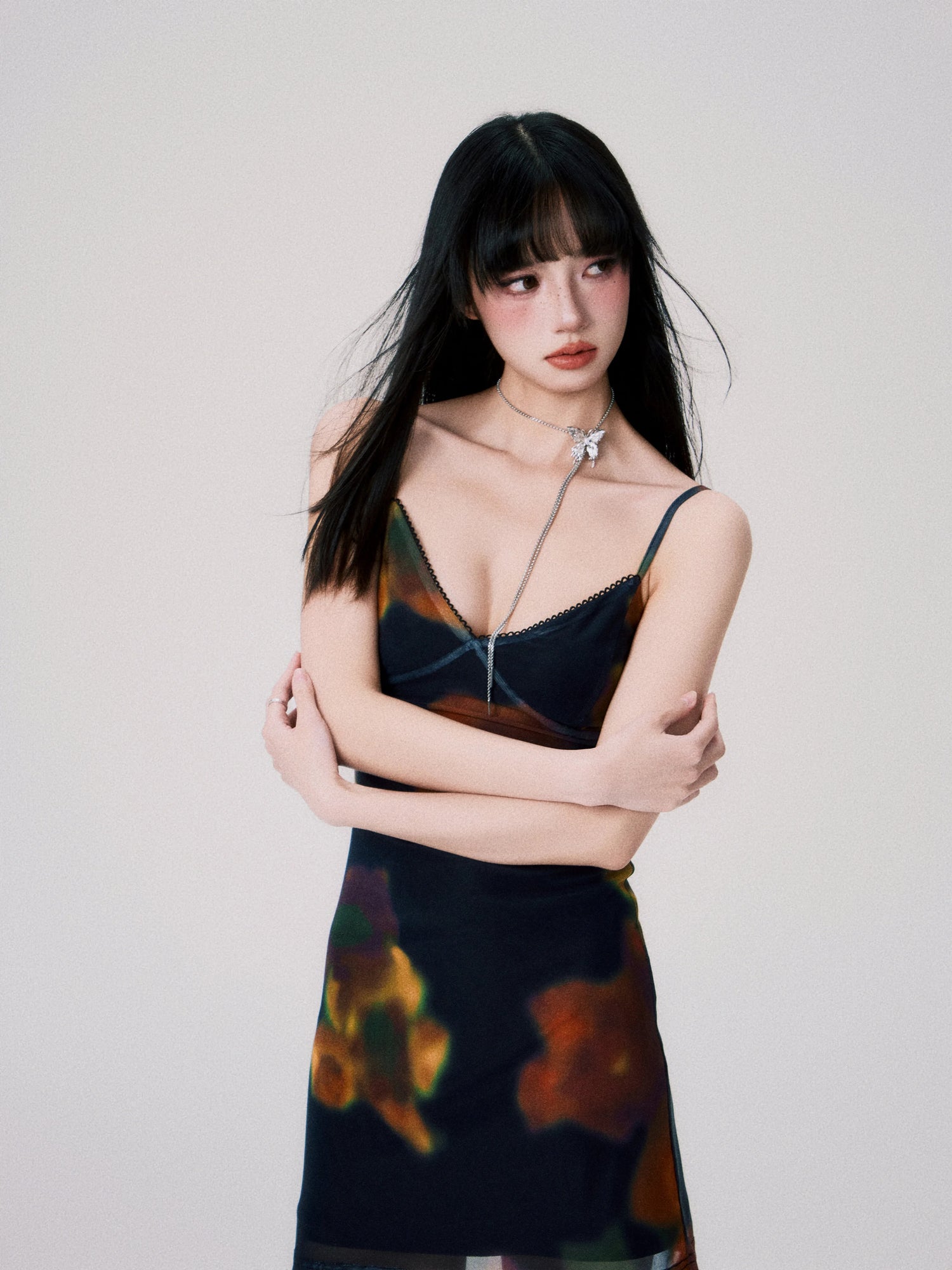 Vintage Printed Spaghetti-Strap Dress