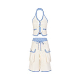 Woven Halter Neck Vest & Shorts Set - CHINASQUAD