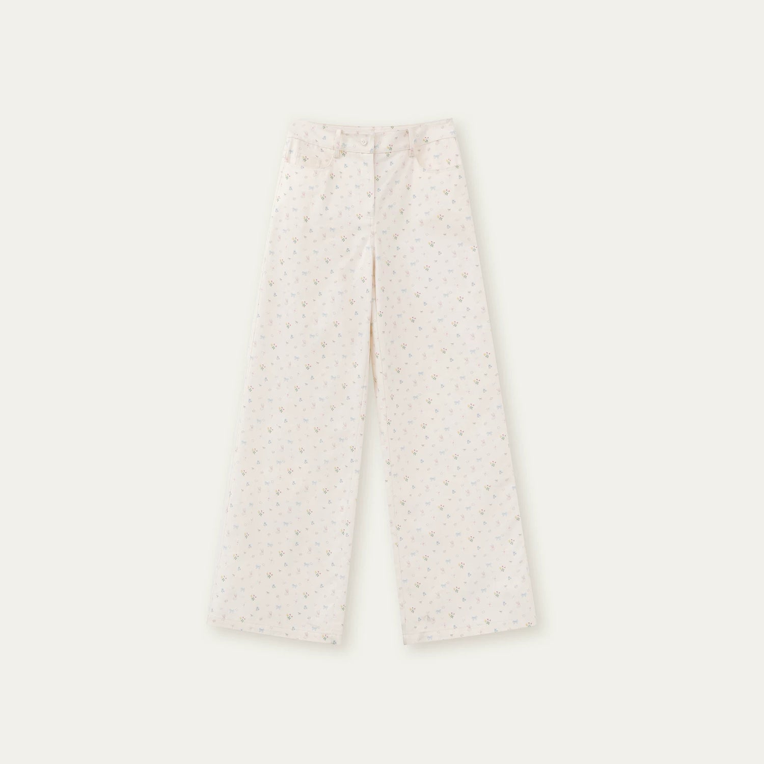 Original Floral Pleated Tail Long Pants