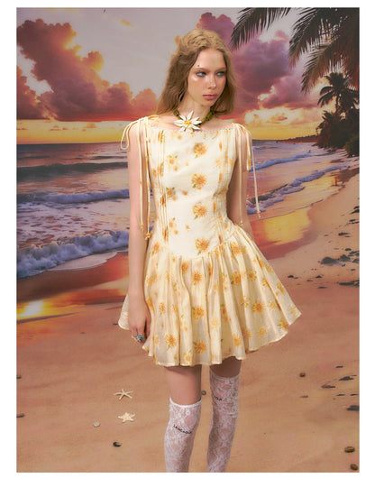 Floral One-Shoulder A-Line Mini Dress