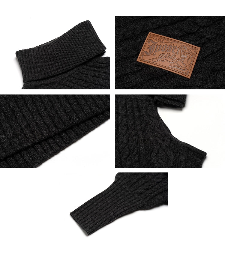 Wool-Blend Batwing Cable Knit Sweater