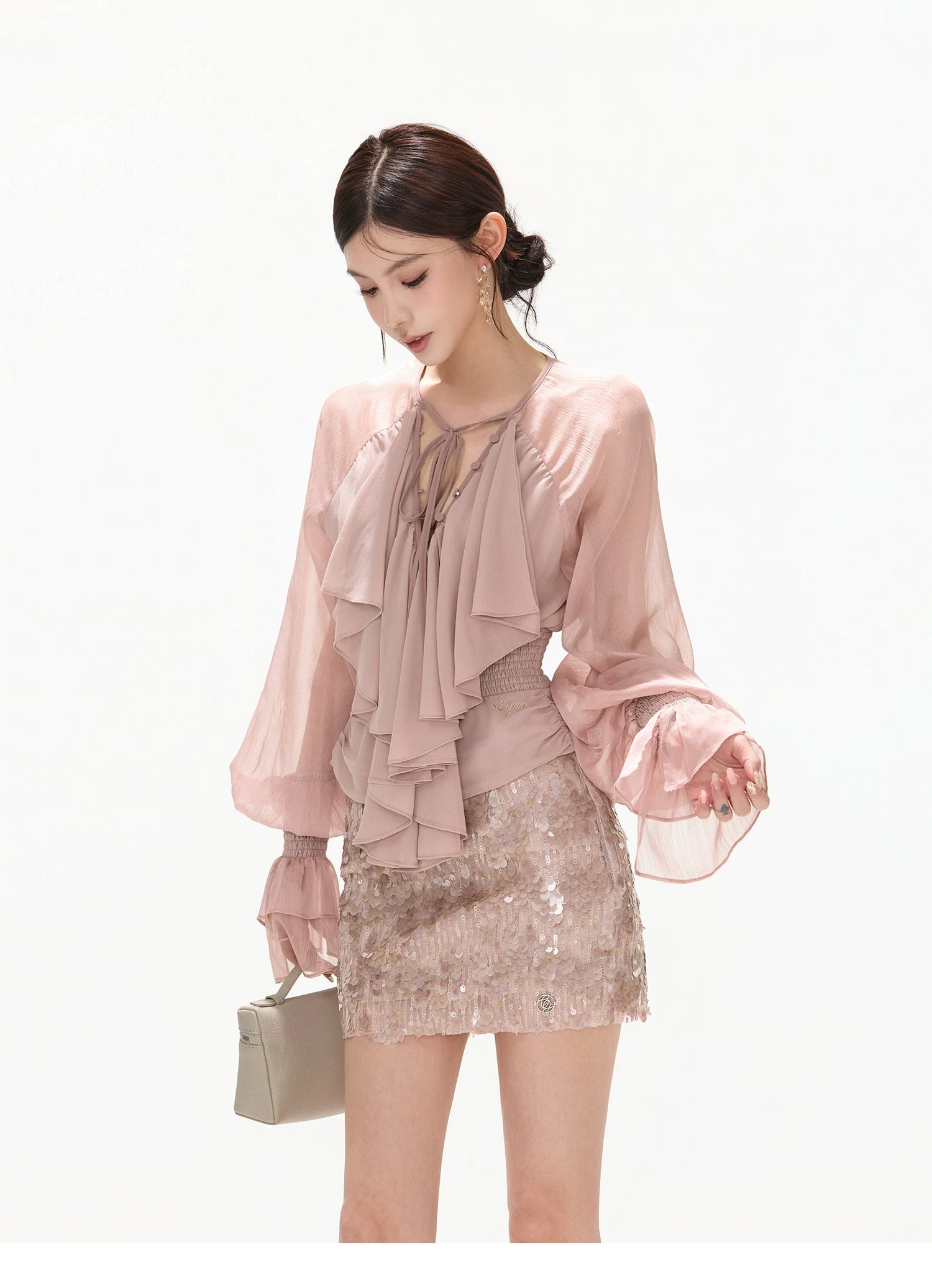 Luminous Nouveau Ruffle Chiffon Blouse