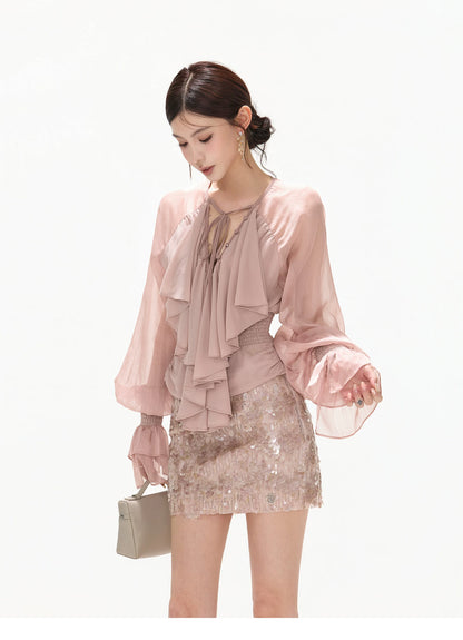 Luminous Nouveau Ruffle Chiffon Blouse