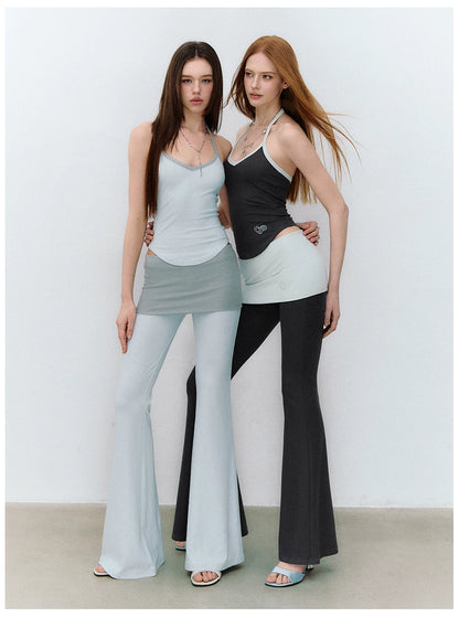 X-line Holiday Set: Cardigan, Rhinestone Vest, Flared Pants