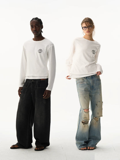 Layered Effect Basic Long Sleeve T-Shirt