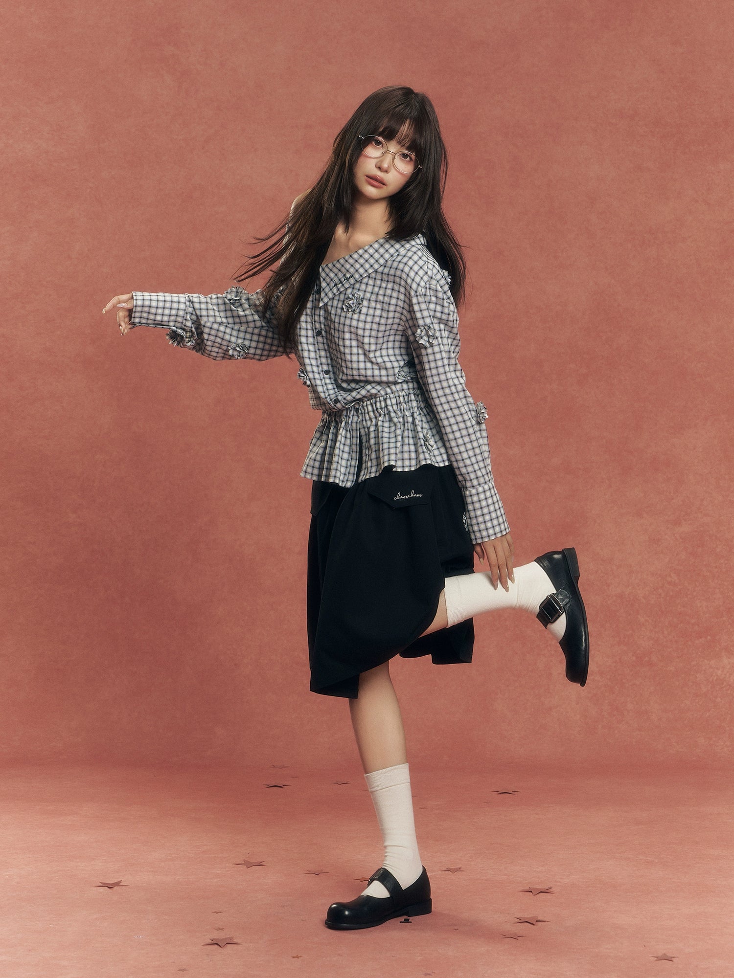 One-Shoulder Convertible Waist-Cinched Shirt