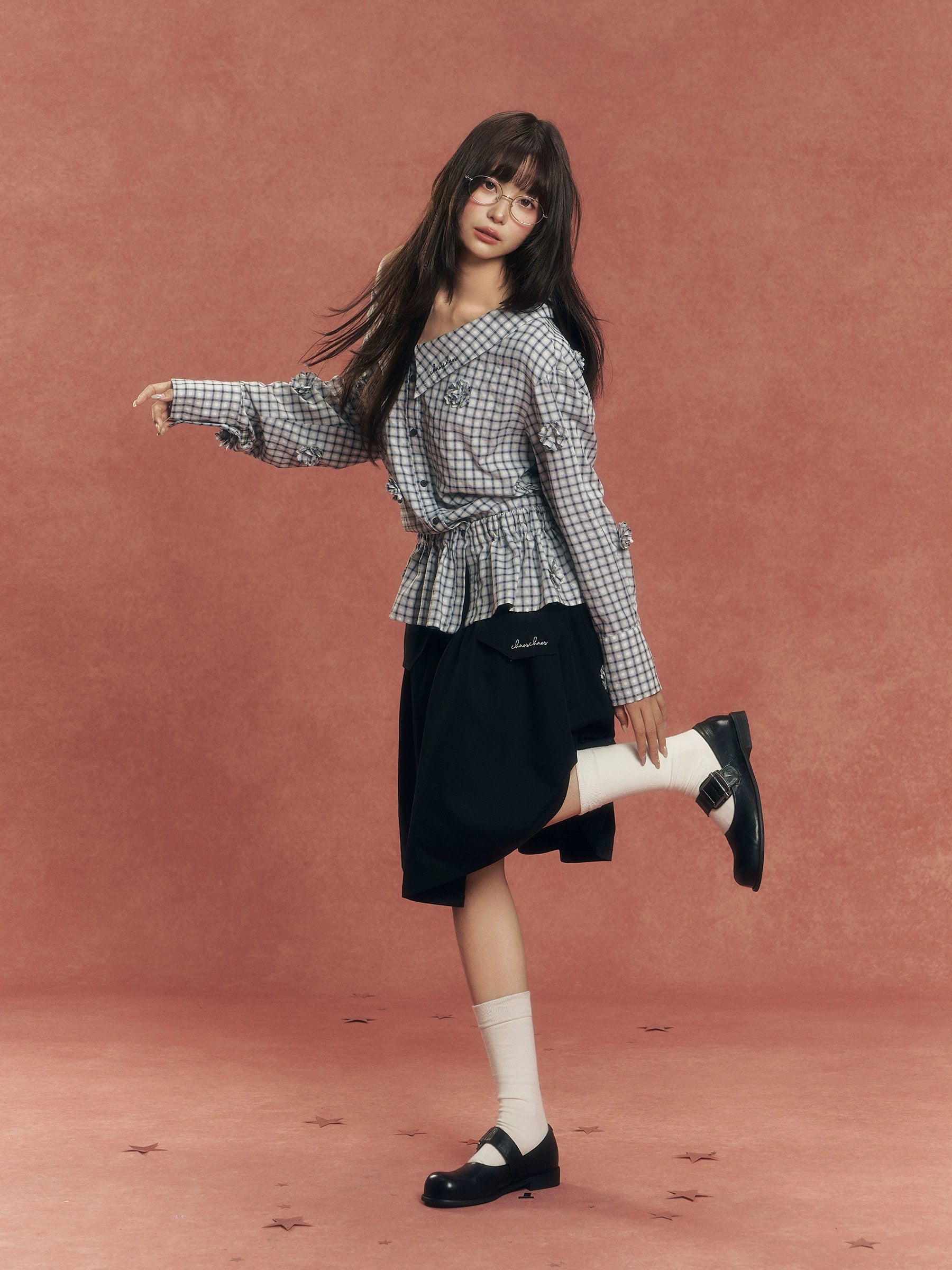 One-Shoulder Convertible Waist-Cinched Shirt