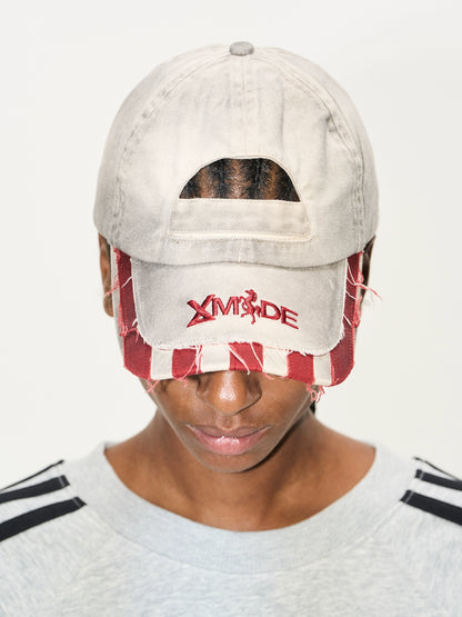 Distressed Washed Adjustable Patchwork Baseball Cap