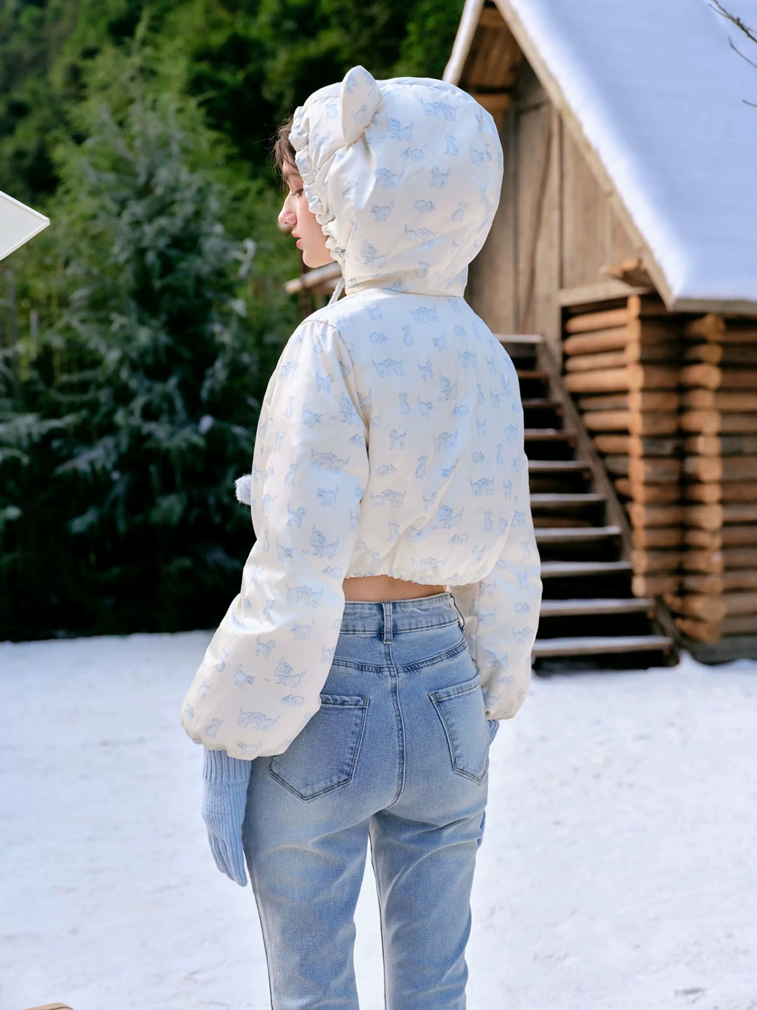 French Sweet Quilted Down Dress &amp; Jacket Set