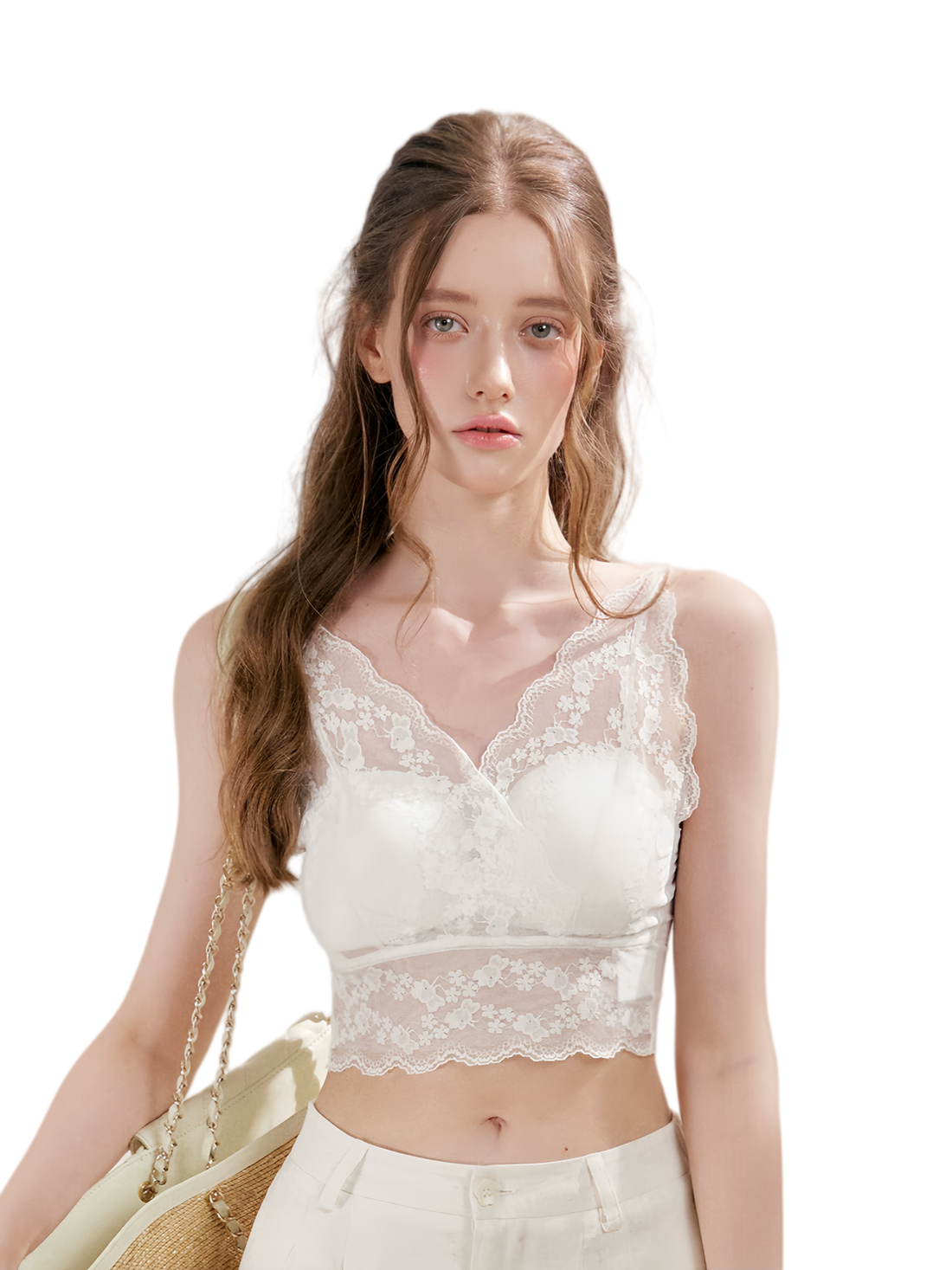 Kroche Lace Cami Top – Soft Mist White (Pre-order)