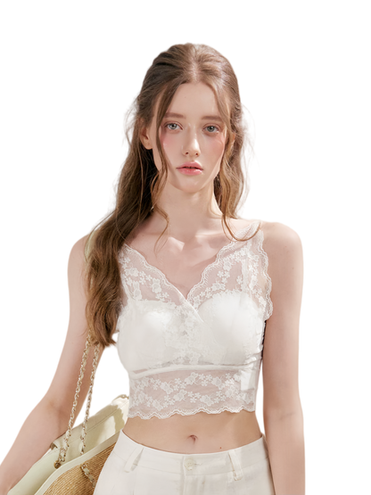 Kroche Lace Cami Top – Soft Mist White (Pre-order)