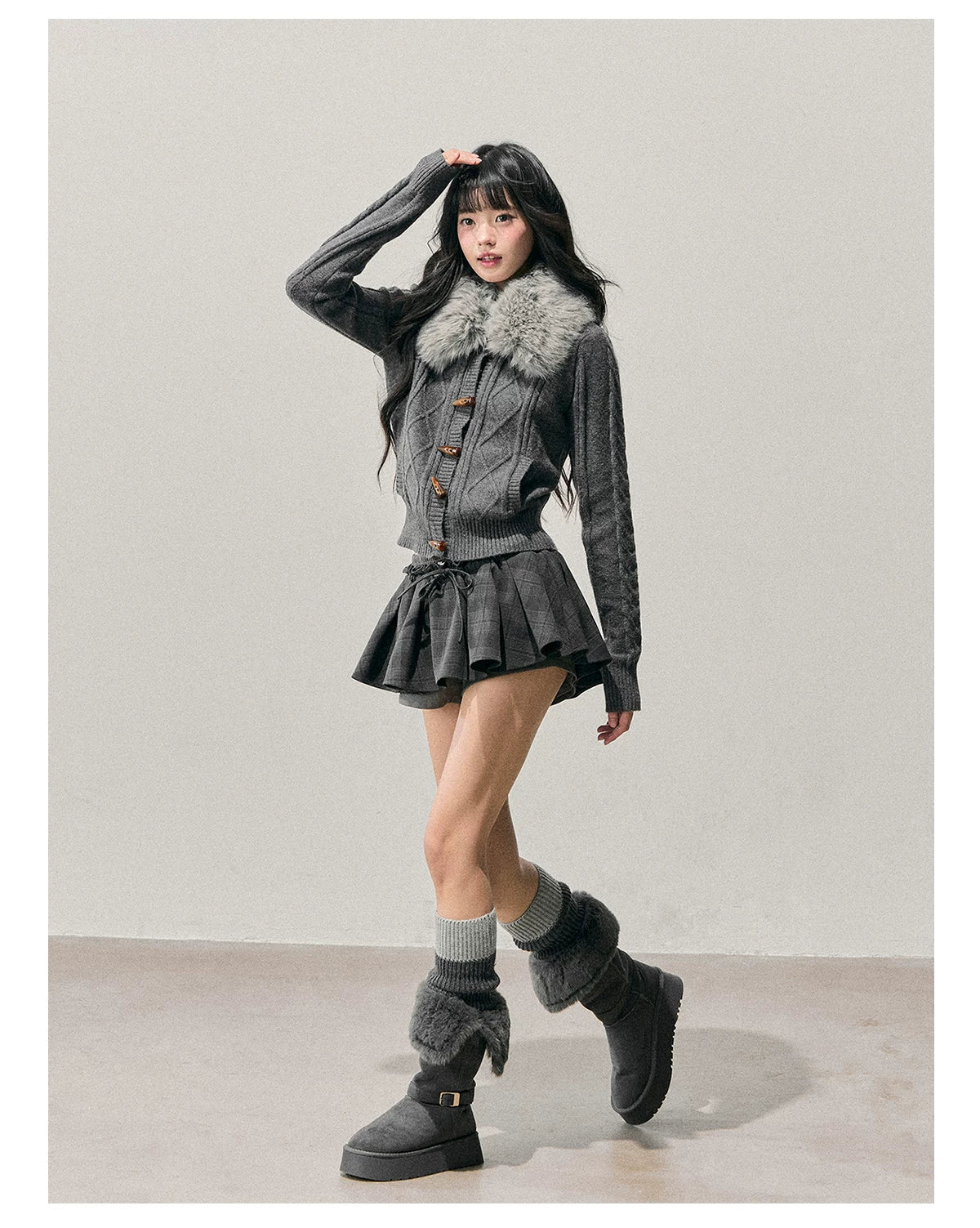 Cable Knit Toggle Cardigan Sweater