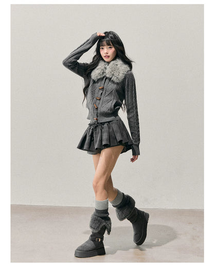 Cable Knit Toggle Cardigan Sweater