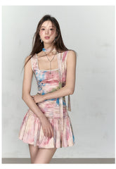 Gradient Color Block Spaghetti Strap Dress - CHINASQUAD