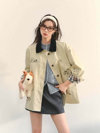 Barn Style Puppy Embroidery Jacket