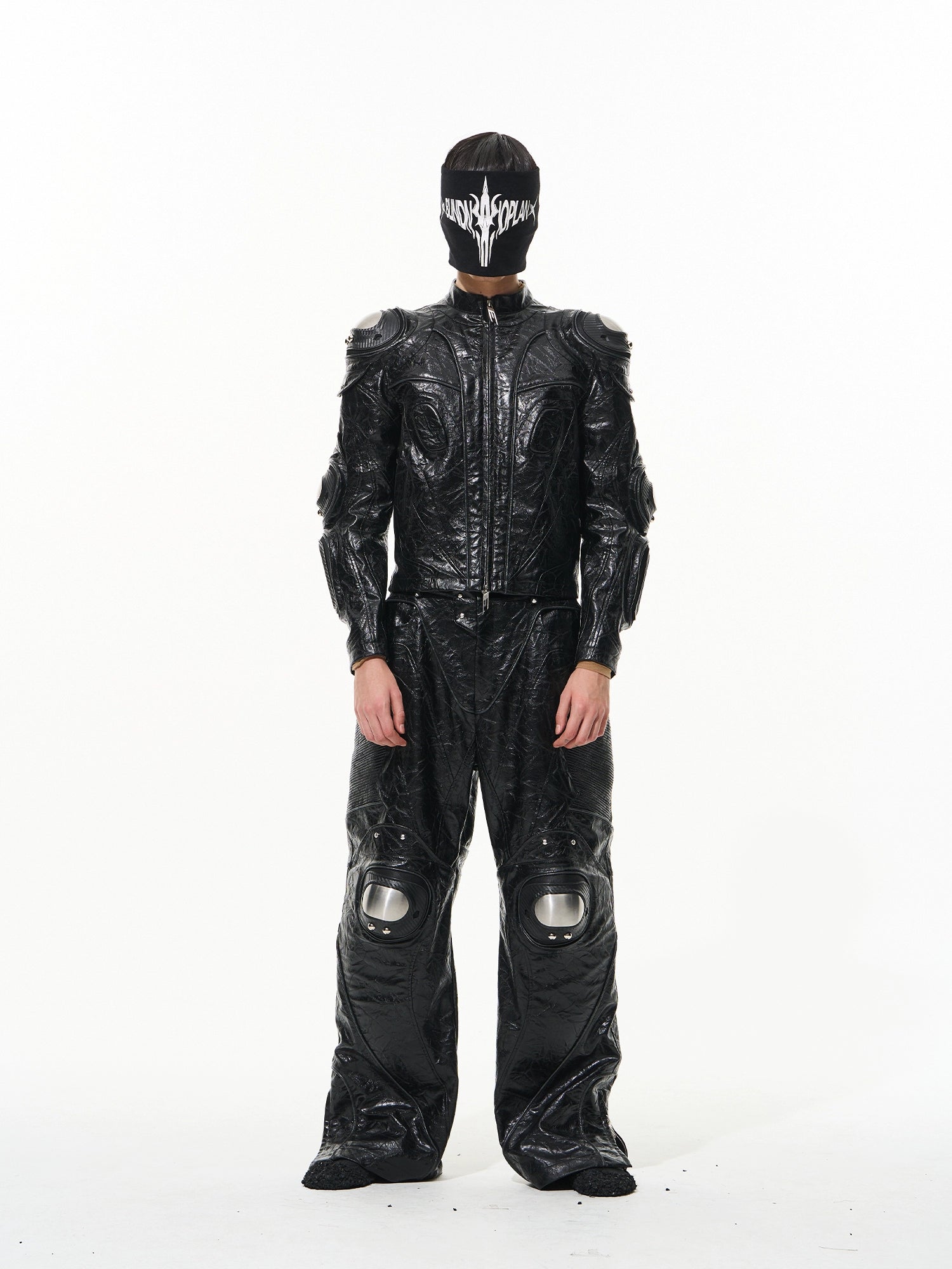 Heavy-Duty Metal Armor Biker Leather Jacket