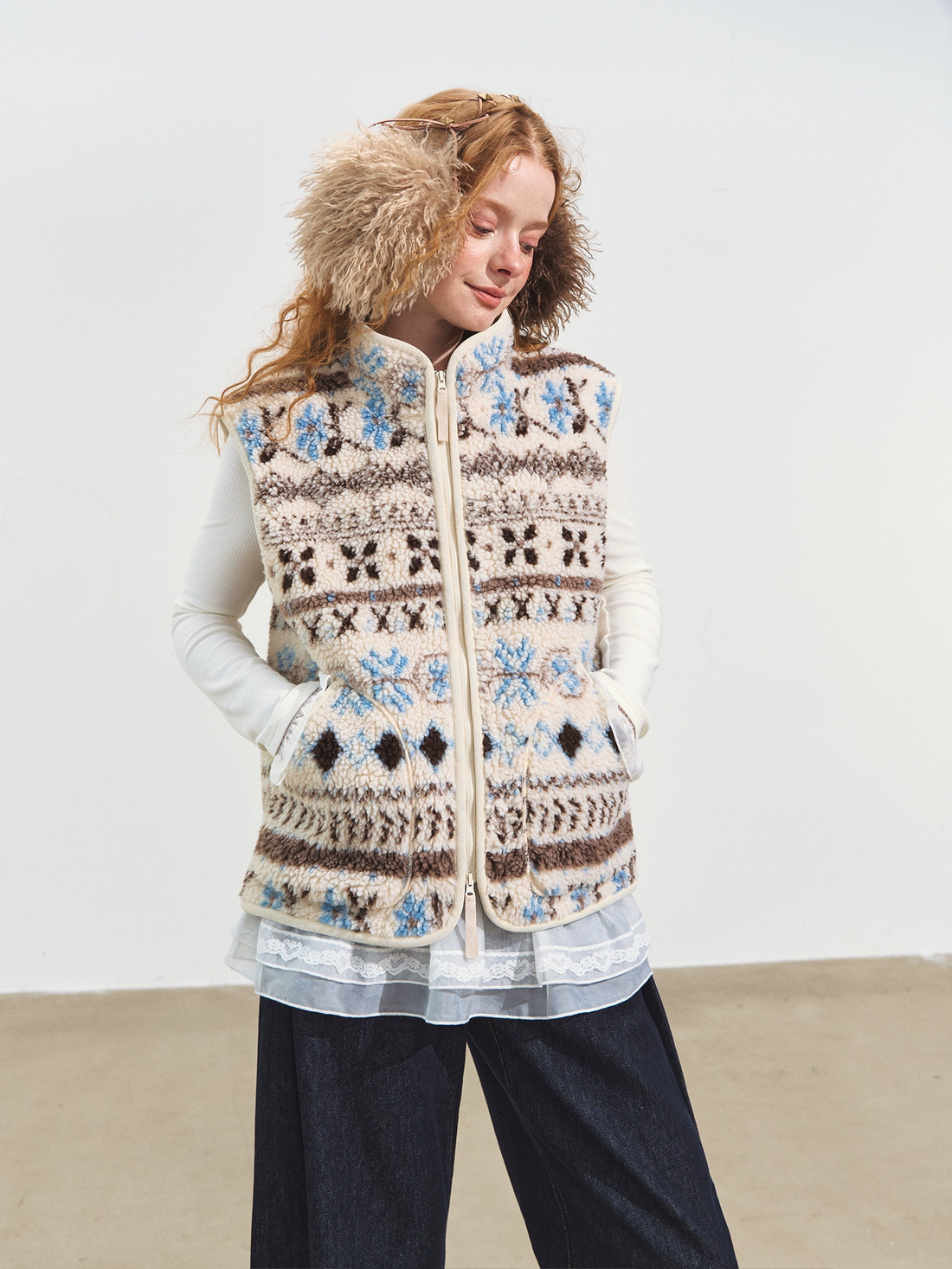 Fair Isle Fleece Knit Vest