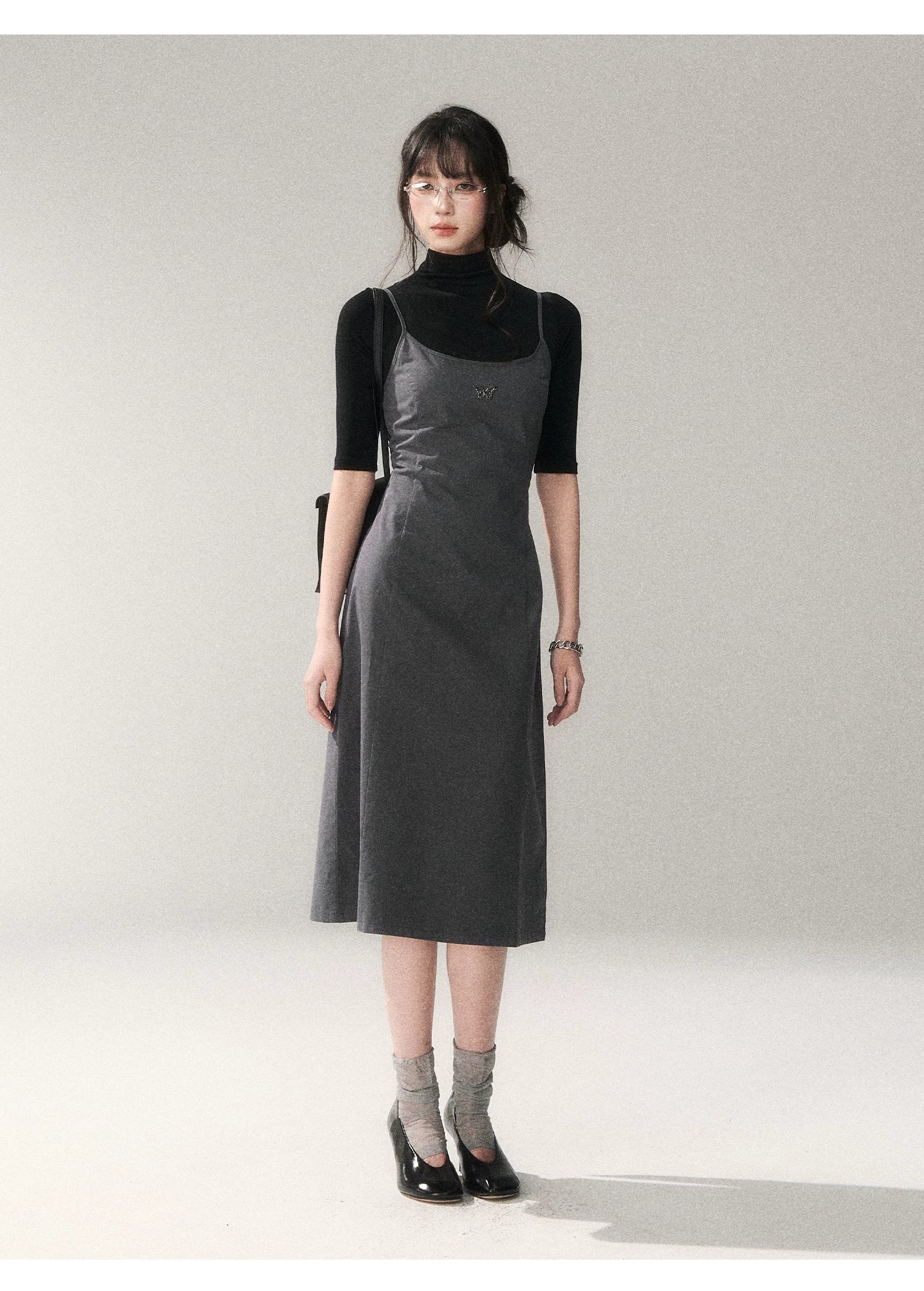 Minimalist Cotton A-Line Slip Midi Dress