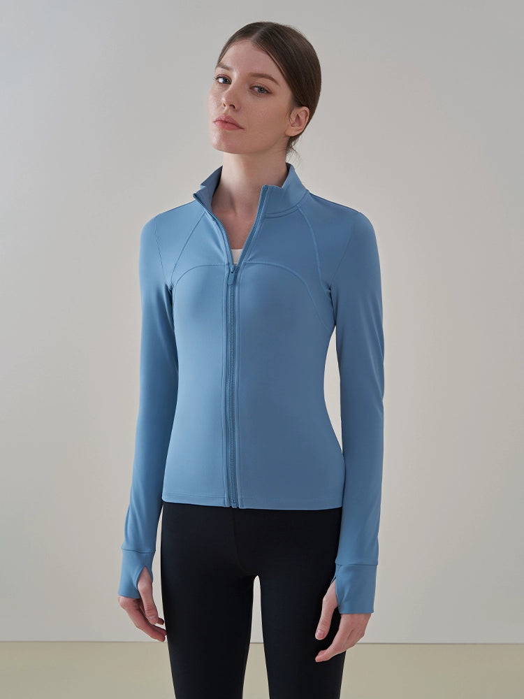 High-neck Fleece-lined Yoga Jacket