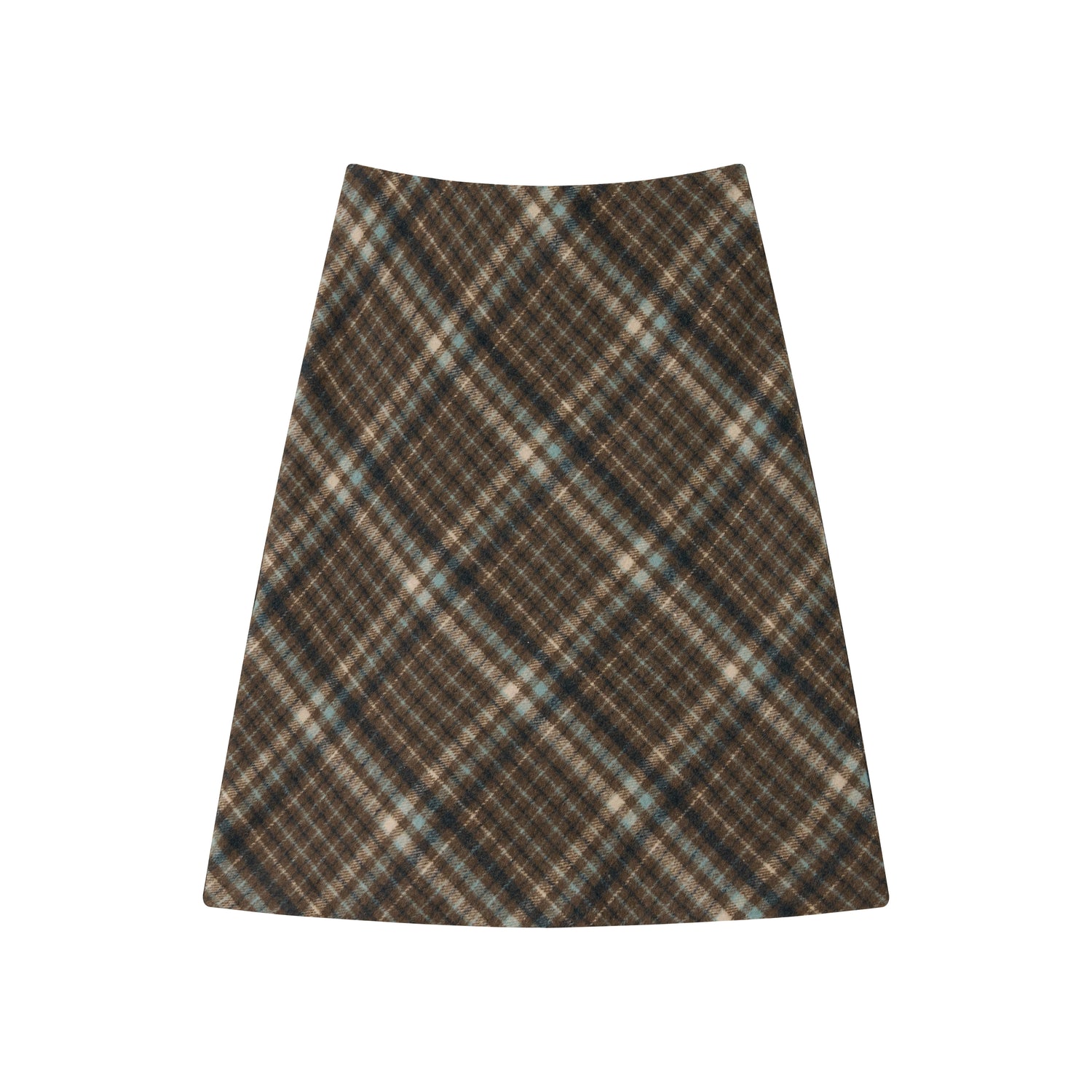 Vintage Plaid Wool-Blend Slim Midi Skirt