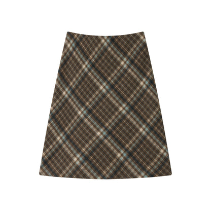 Vintage Plaid Wool-Blend Slim Midi Skirt