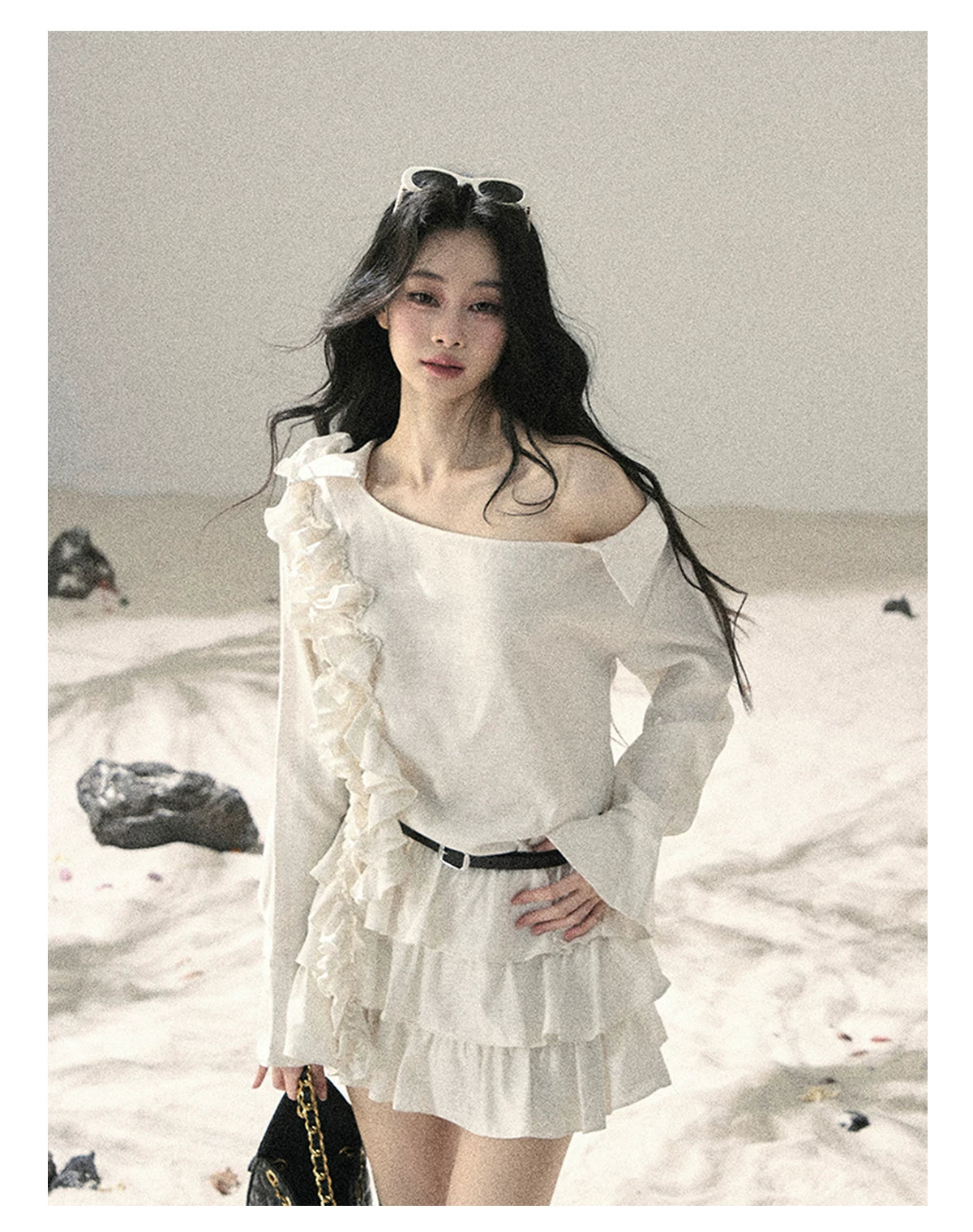 French Ruffle Off-Shoulder Mini Dress