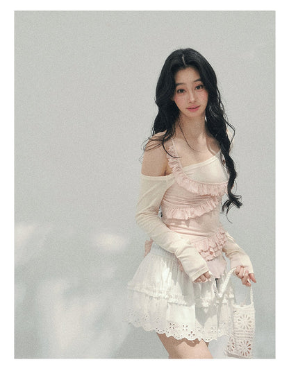 Asymmetric Ruffle Off-Shoulder Top