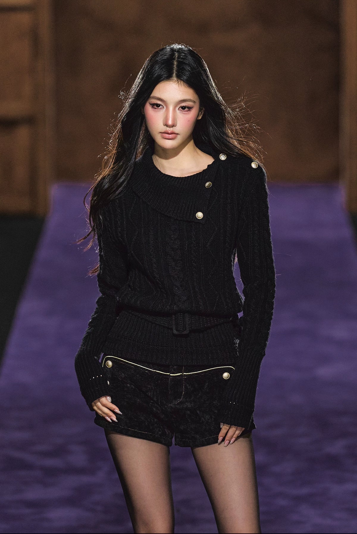 High-Density Corduroy Double-Breasted Slim Shorts