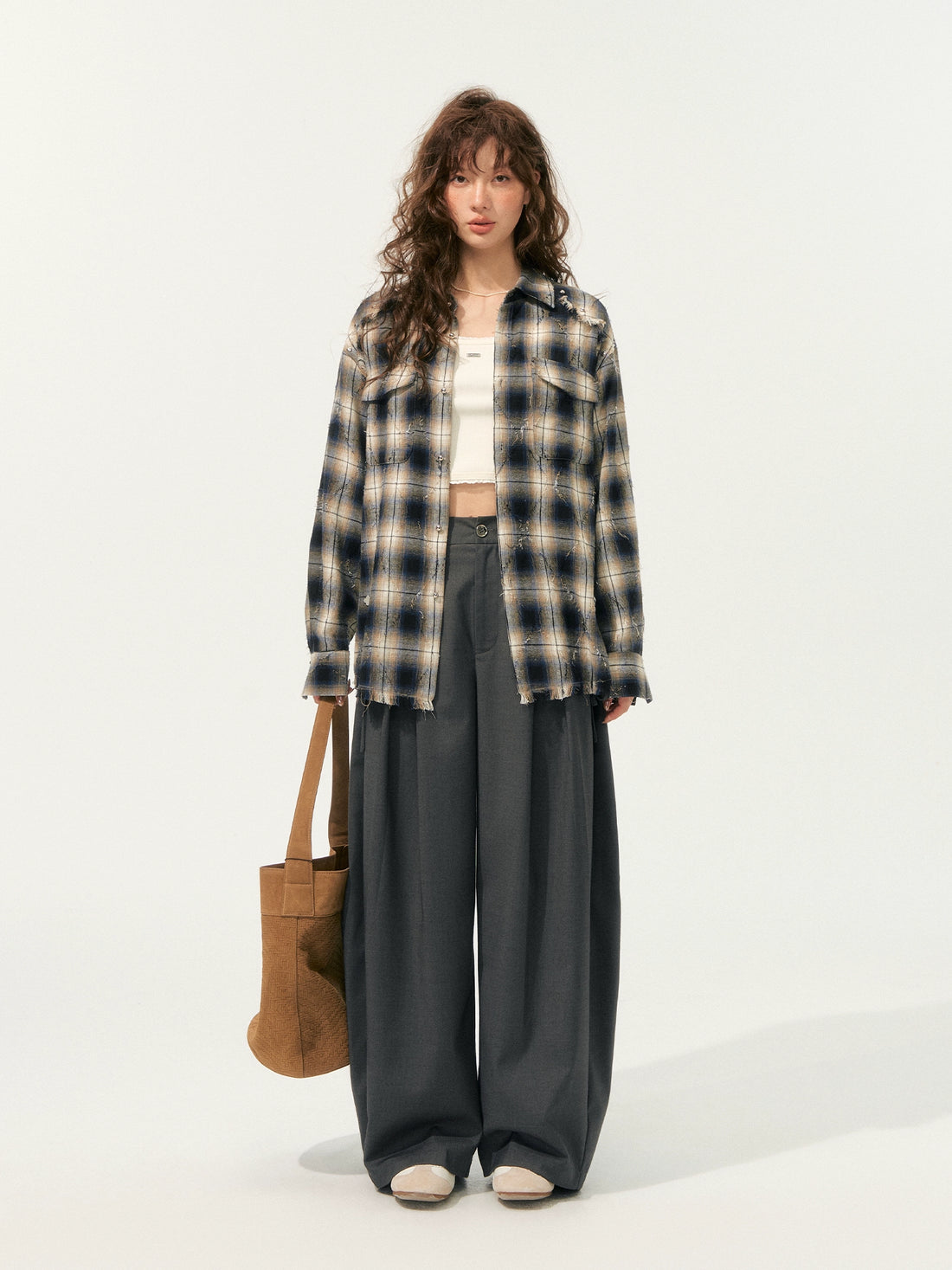 Retro Tassel Checkered Shirt - CHINASQUAD