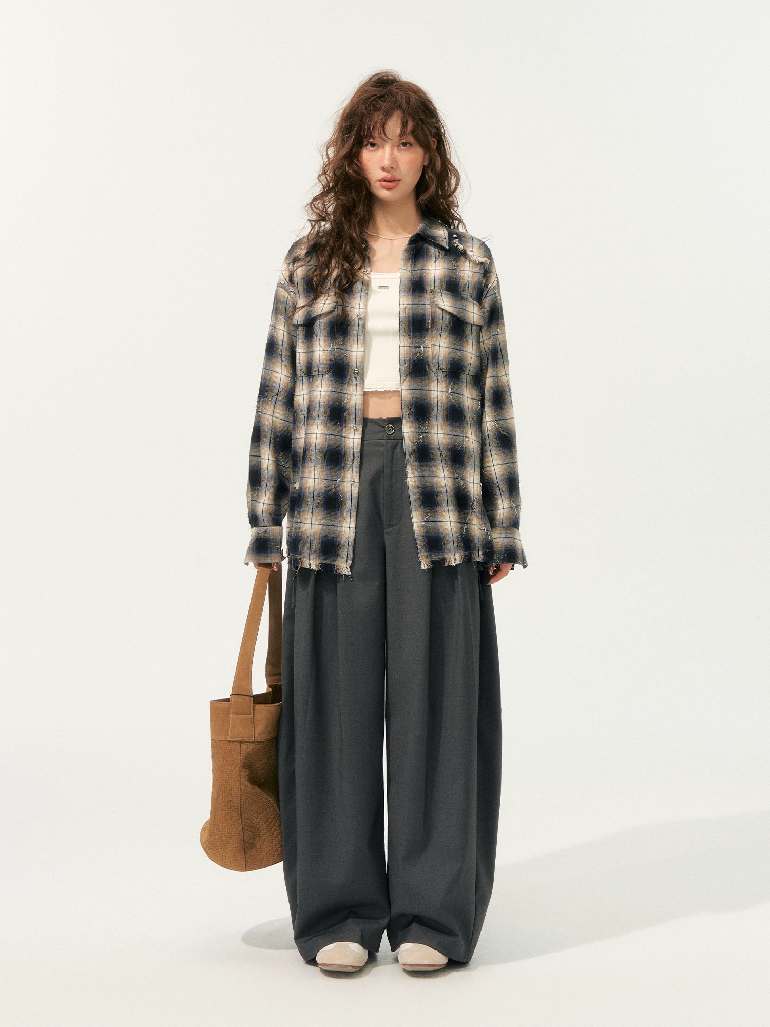 Retro Tassel Checkered Shirt - CHINASQUAD