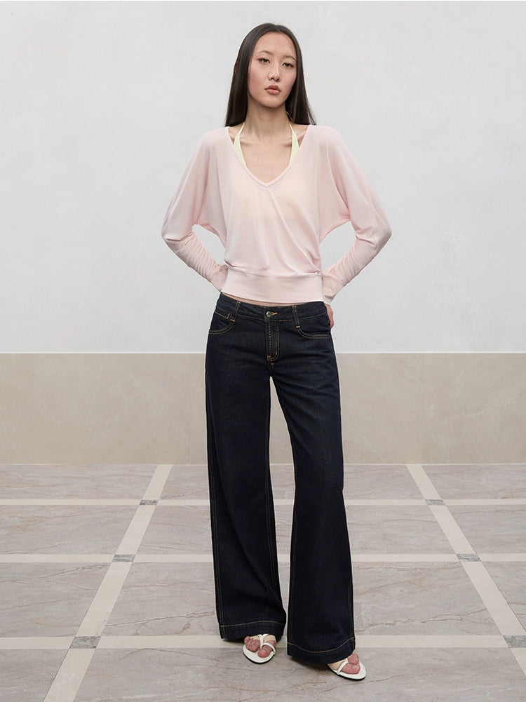 Lyocell-Linen V-Neck Knit Cover-up