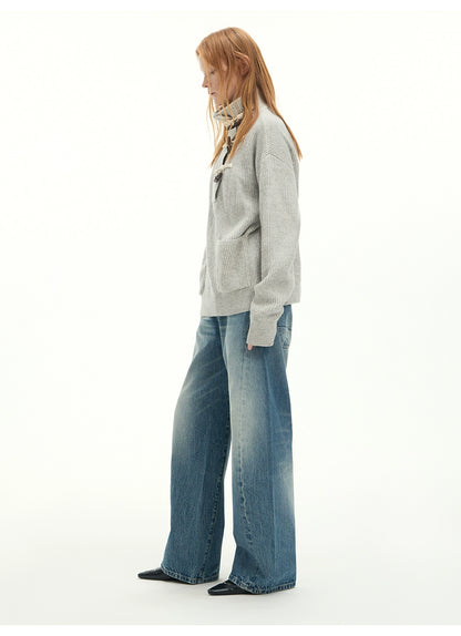 Whisker Sculpted Curved-Leg Denim Pants