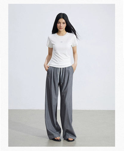 Contrast Stripe Tailored Wide-Leg Trousers
